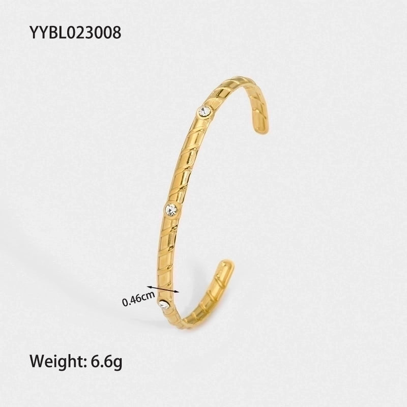 Modern Style Geometric Heart Shape Snake 304 Stainless Steel 18K Gold Plated Bangle In Bulk
