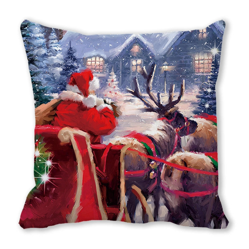 Christmas Pastoral Santa Claus Chemical Fiber Pillow Cases Couch & Sofa Decor