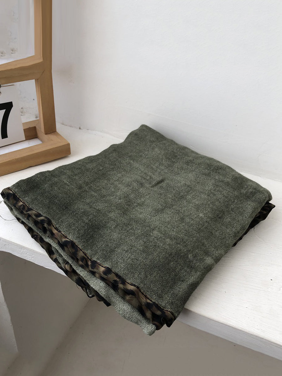 Women Vintage Pure Color Cotton Shawl Scarf