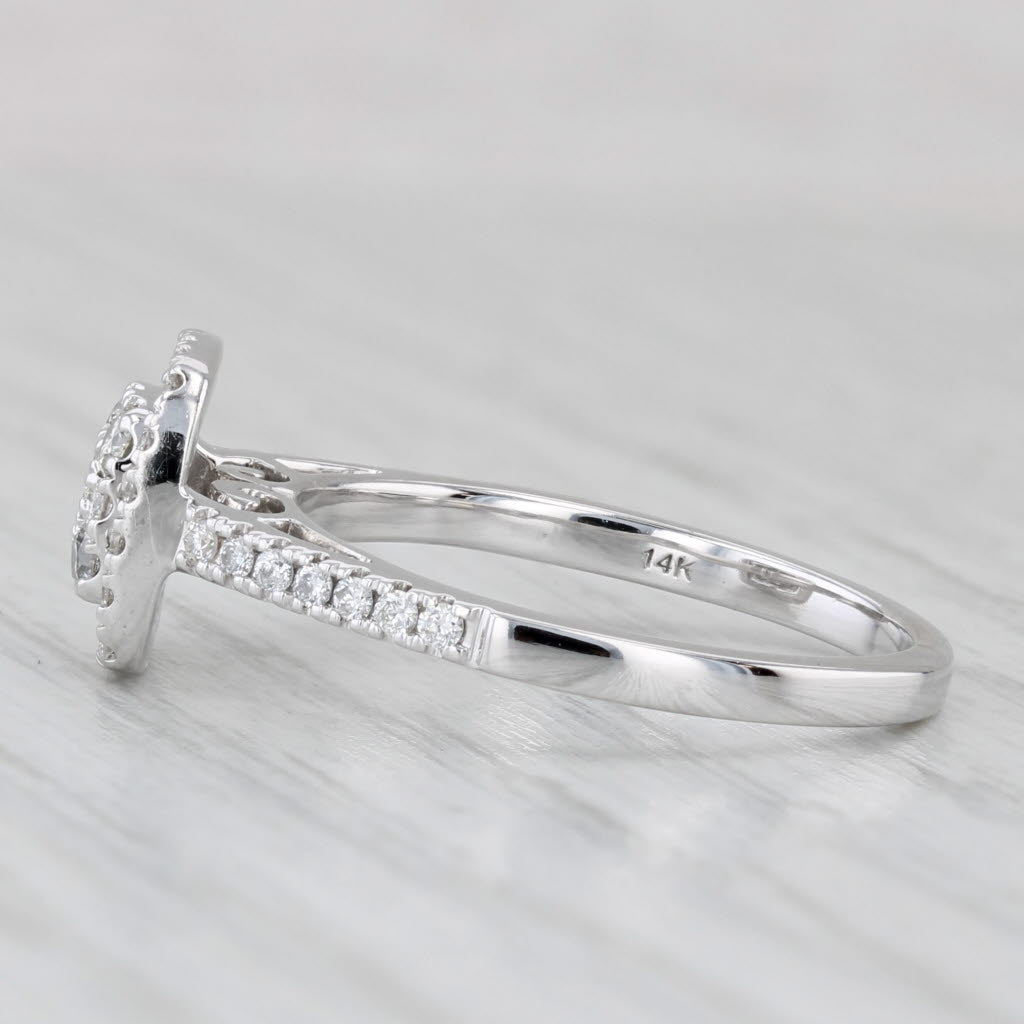 0.27ctw Diamond Cluster Halo Engagement Ring 14k White Gold Size 7