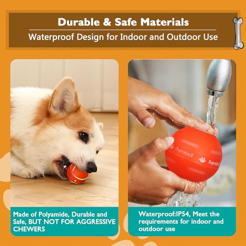 Interactive Dog Toys Dog Ball.[Newly Upgraded] Durable Motion Activated Automatic Rolling Ball Toys for/Small/Medium/Large Dogs.USB Rechargeable