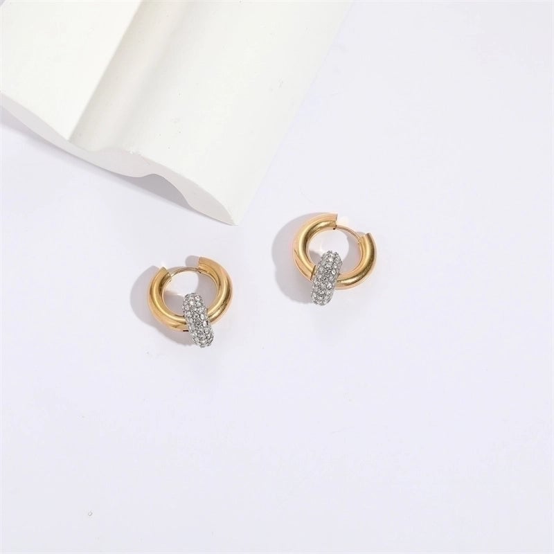 1 Pair Elegant Circle Plating Inlay Copper Zircon 14K Gold Plated Earrings