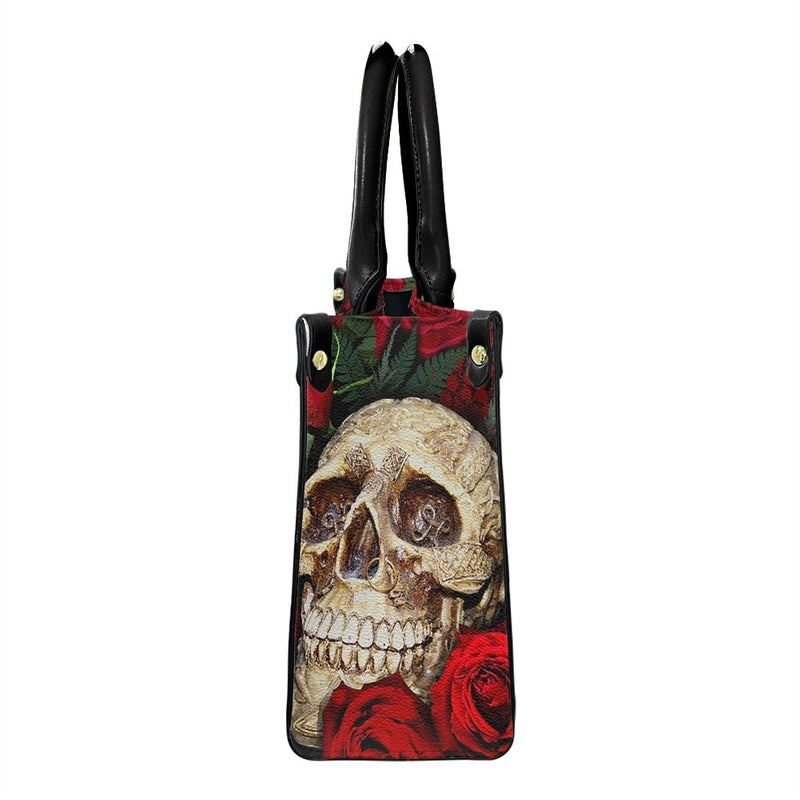 Halloween Women's Medium Pu Leather Human Floral Streetwear Square Hook Loop Customized Tote Bag