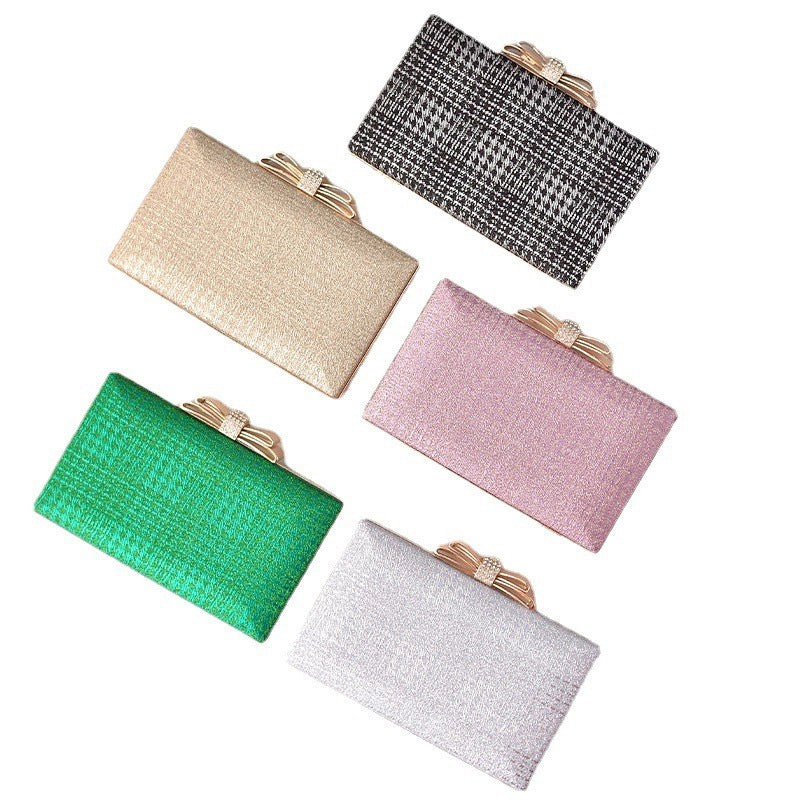 Women's Pu Leather Solid Color Bow Knot Elegant Classic Style Square Lock Clasp Clutch Bag Crossbody Bag Evening Bag