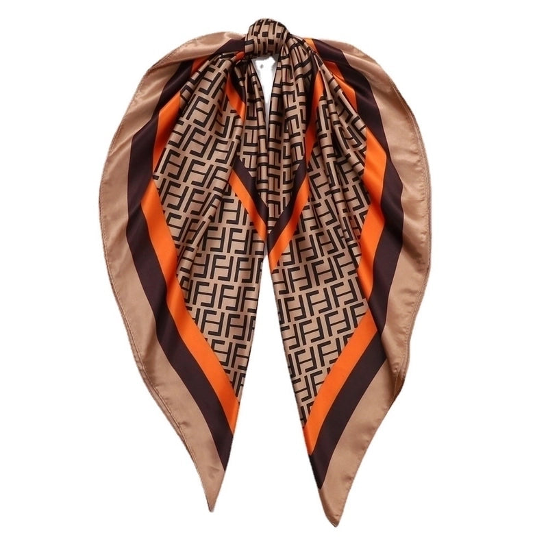 Women's Vacation Plaid Satin Printing Silk Scarf