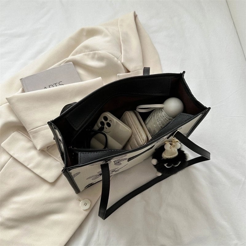 Women's Medium Canvas Flower Butterfly Streetwear Zipper Underarm Bag