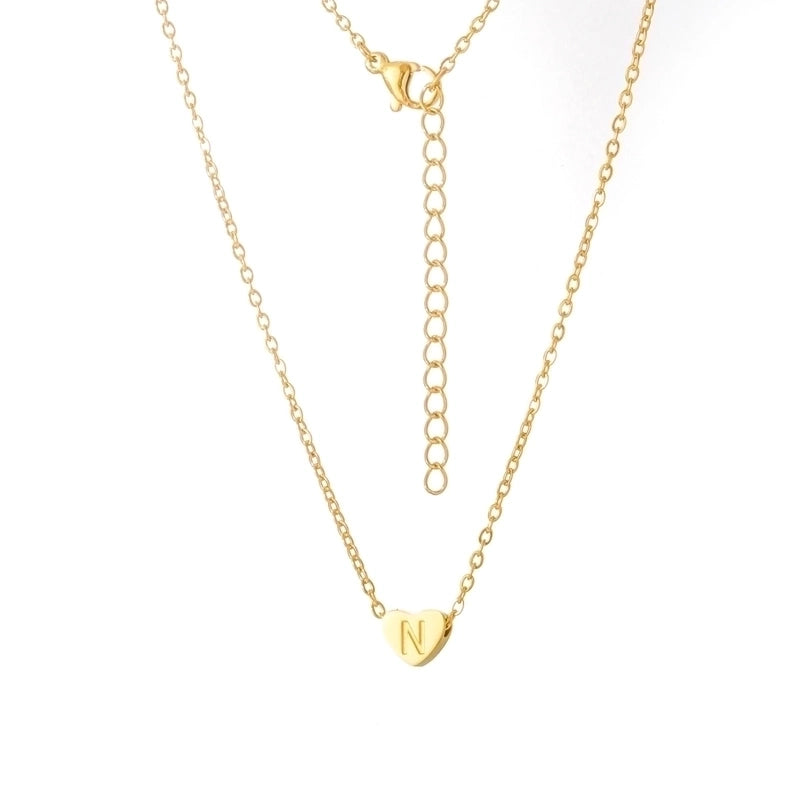 Stainless Steel Titanium Steel 18K Gold Plated Minimalist Letter Heart Shape None Pendant Necklace