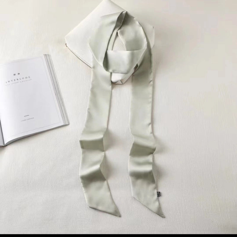 Solid Color Slender Narrow Silk Scarf Ribbon Tie Bag Handle Silk Scarf Tie Hair Small Ribbon Decoration Scarf Hair Belt Scarf