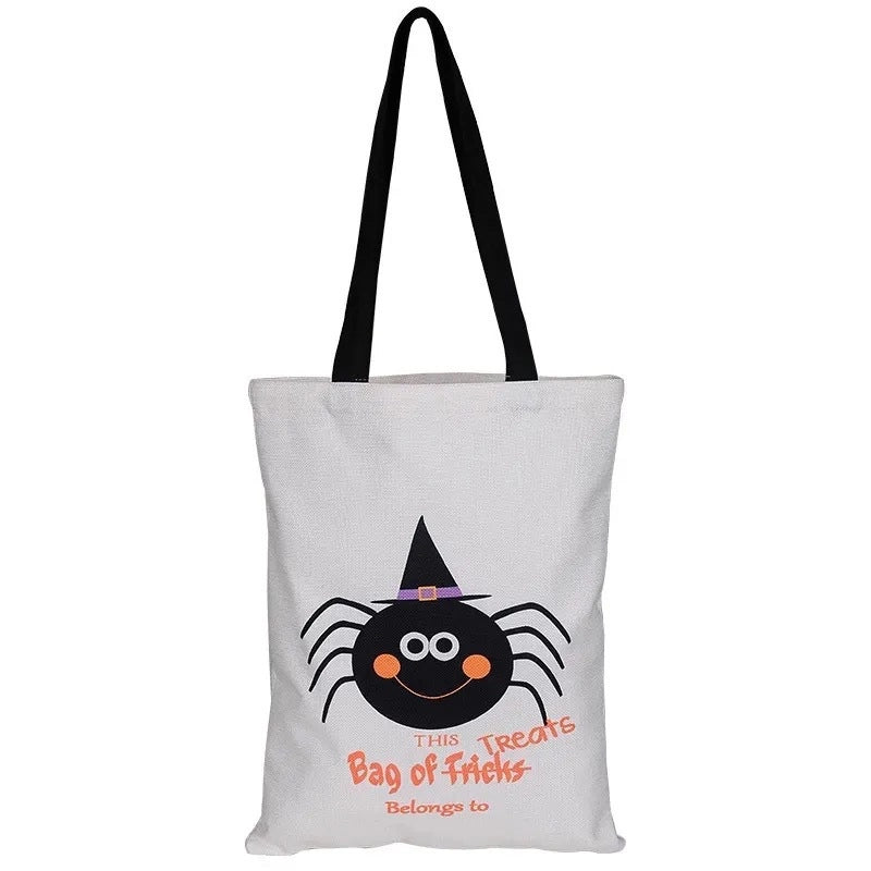 Halloween Unisex Medium Canvas Pumpkin Letter Streetwear Square Open Canvas Bag