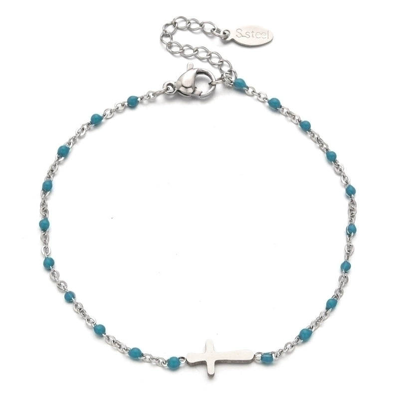 Minimalist Cross Stainless Steel Enamel Plating Bracelets