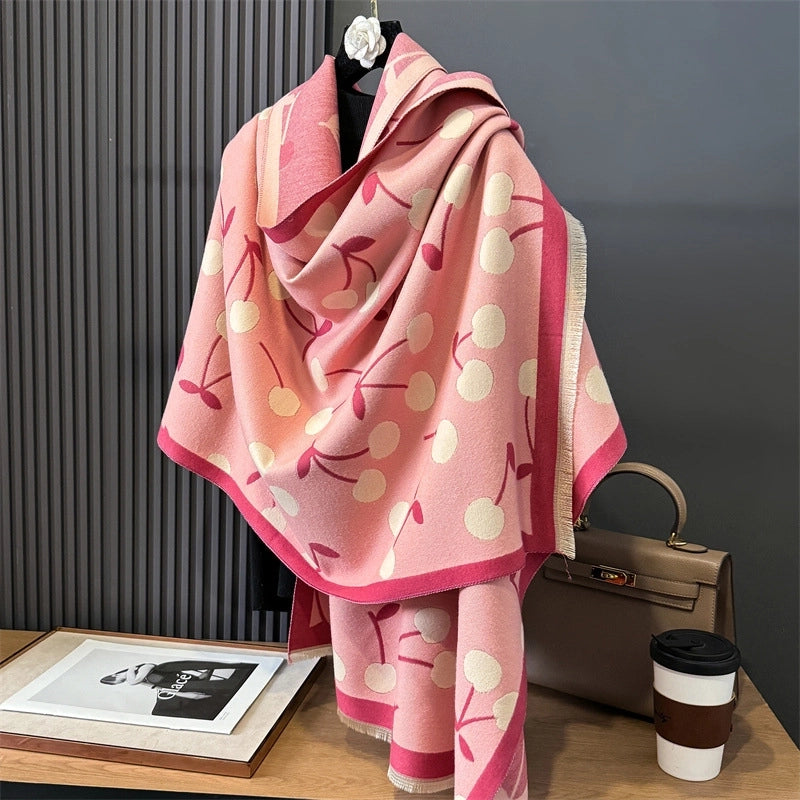 Women's Sweet Cherry Imitation Cashmere Scarf
