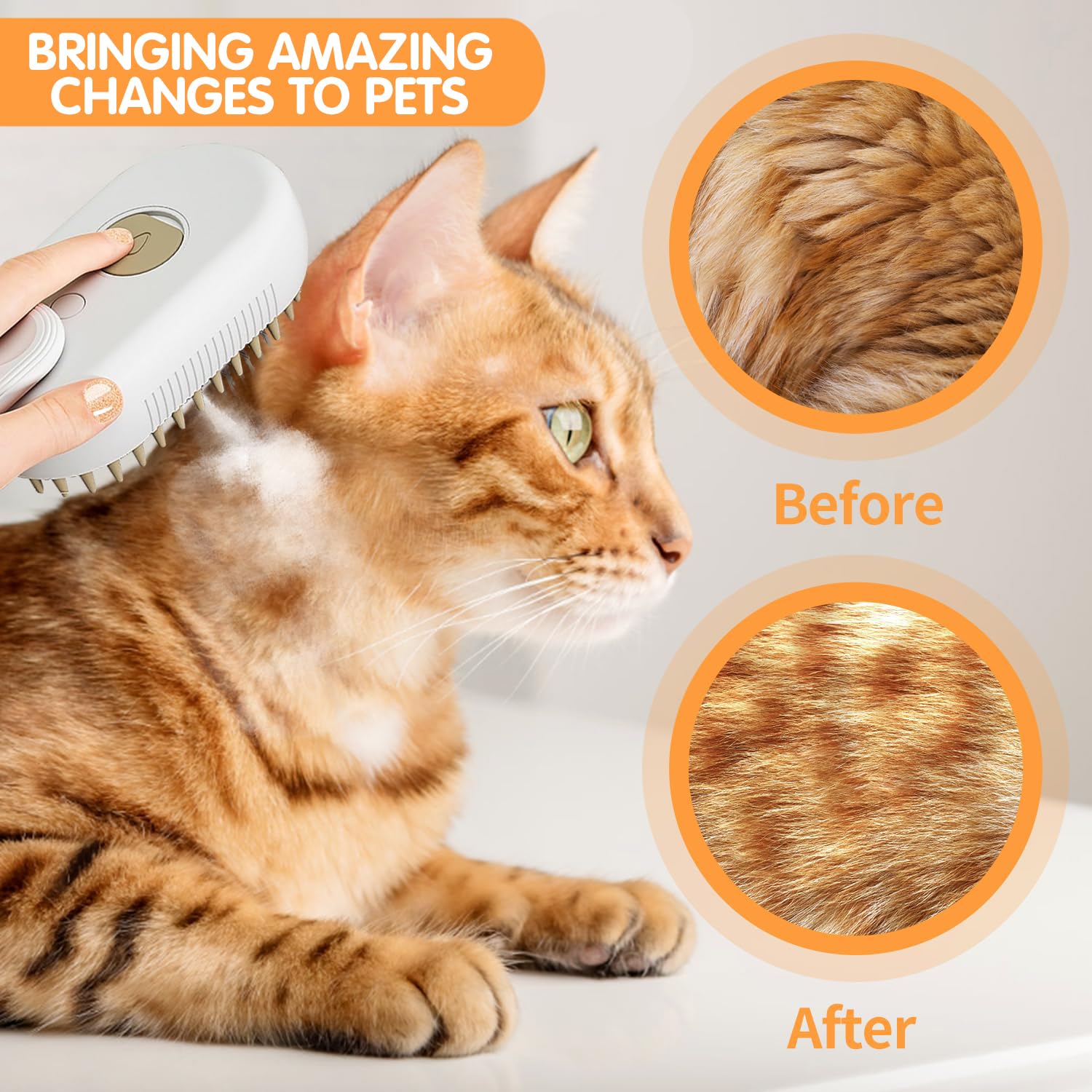 4 in 1 Cat Steam Brush for Shedding