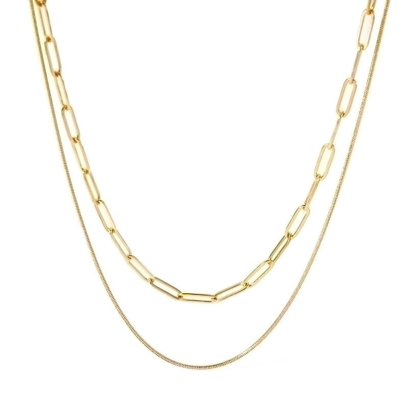 201 Stainless Steel 18K Gold Plated Modern Style Minimalist Streetwear Plating Solid Color Double Layer Necklaces