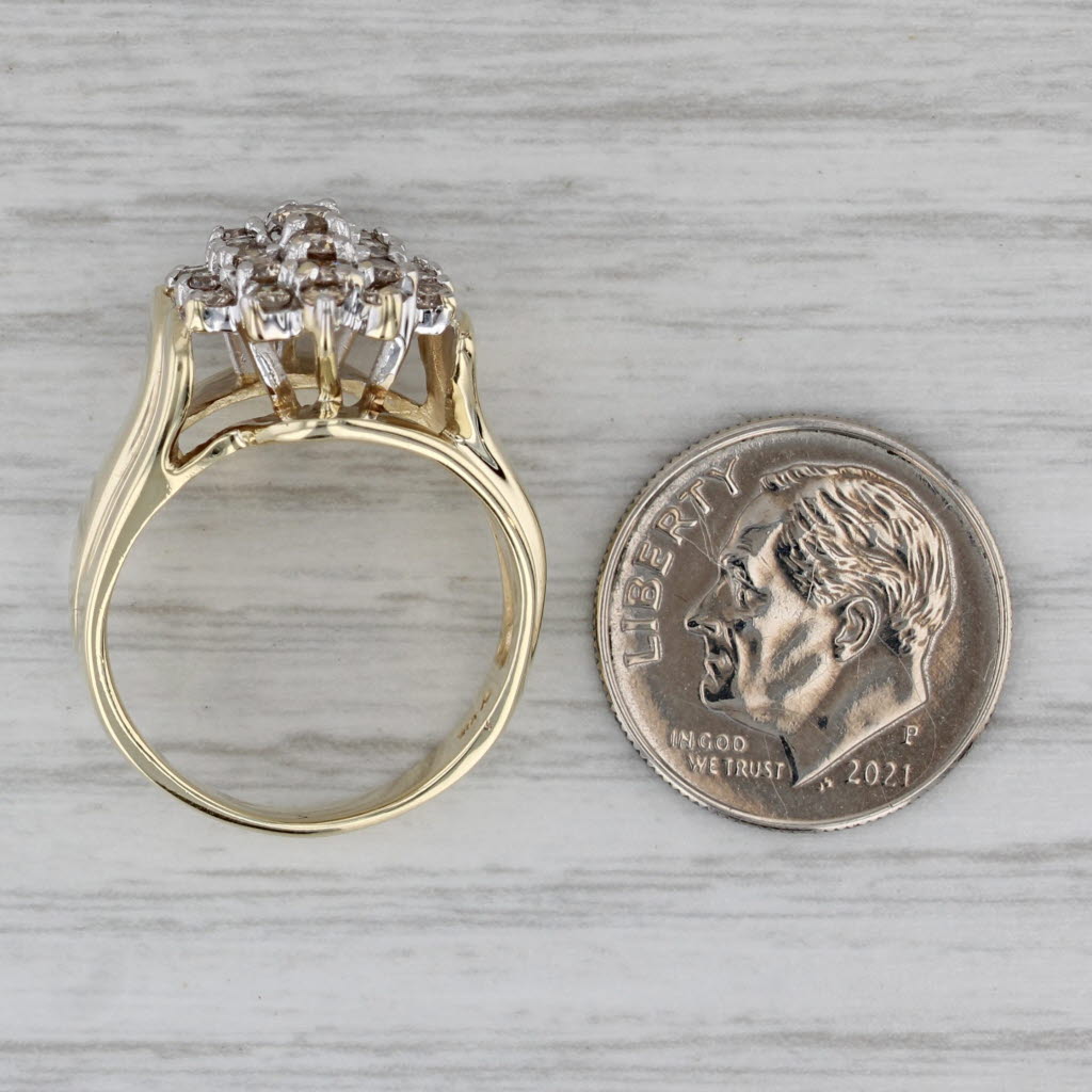 0.90ctw Diamond Cluster Ring 10k Yellow Gold Size 6.75