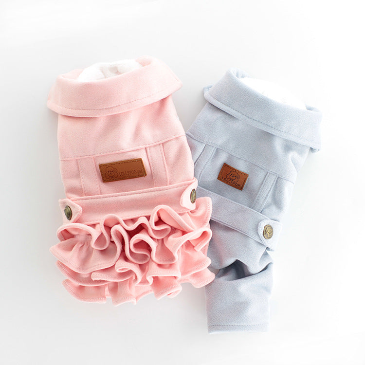 Warm Multilayer Buttoned Dog Dress/Jumpsuits
