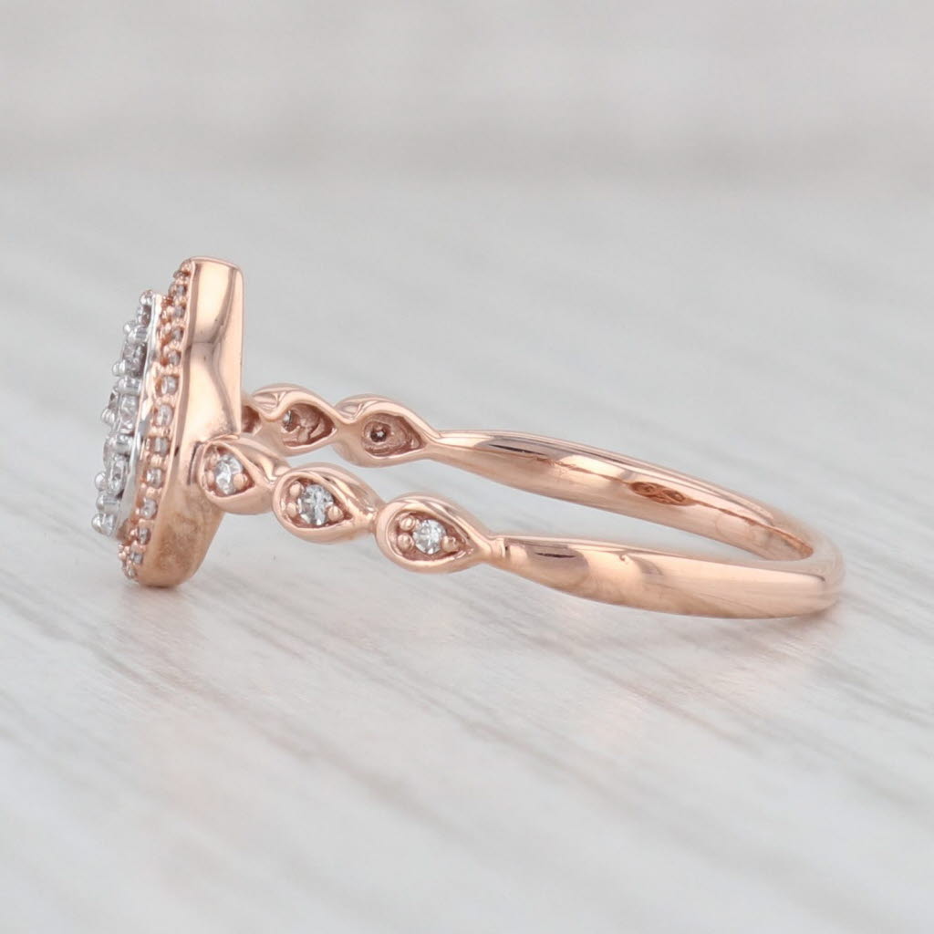 0.25ctw Diamond Teardrop Halo Engagement Ring 10k Rose Gold Size 7