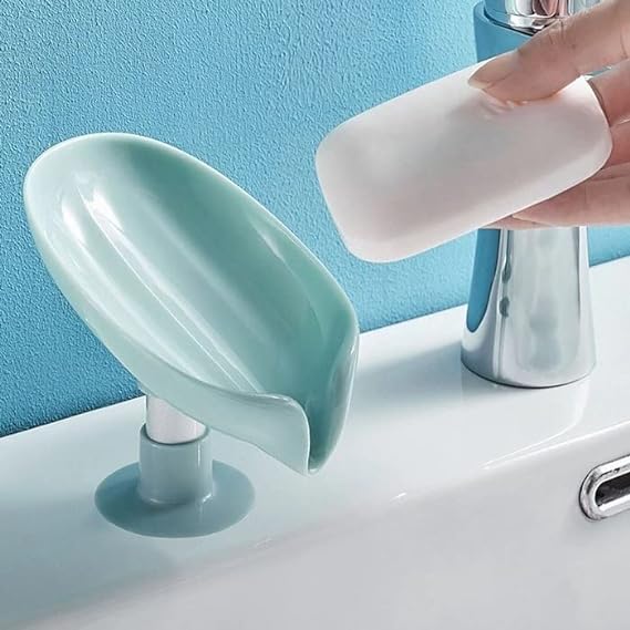 2 Pieces Self Drain Soap Holder. Leaf-Shape Self Draining Soap Dish Holder