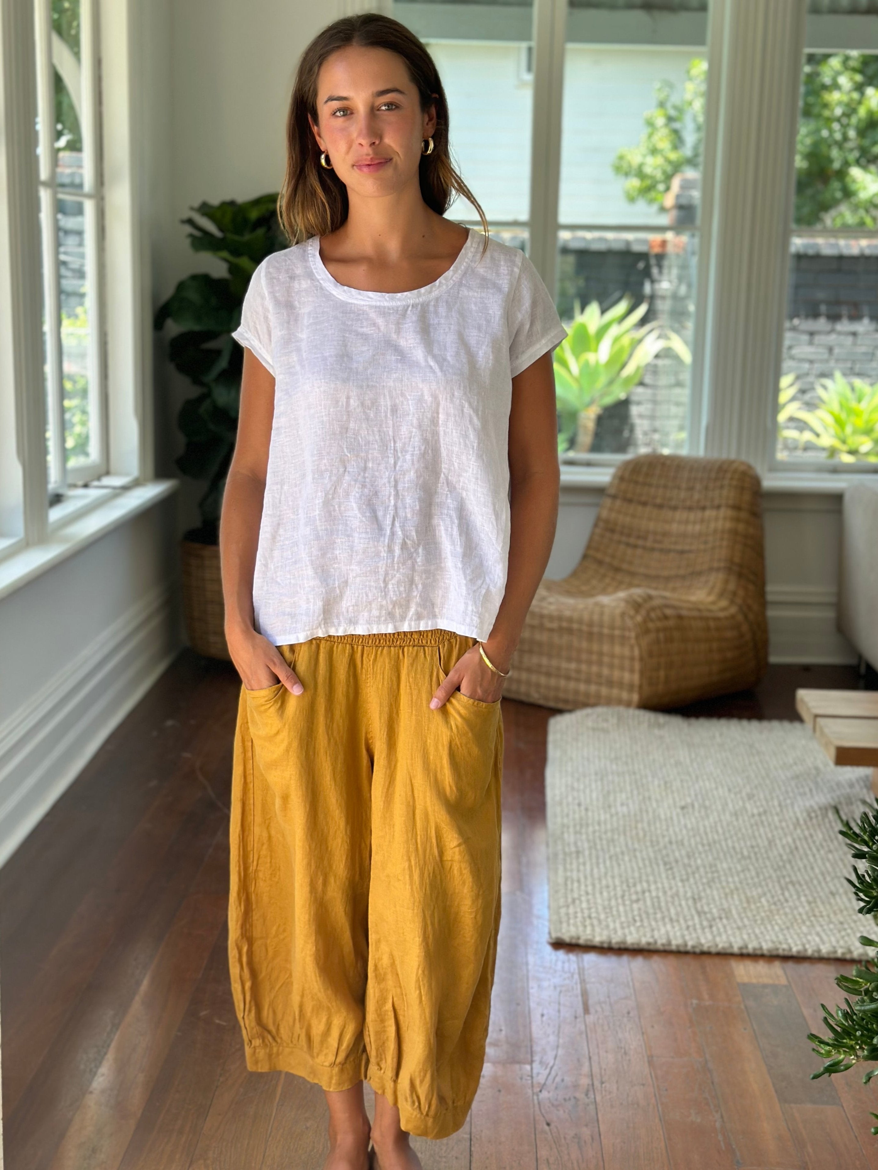 jackie pant-turmeric linen