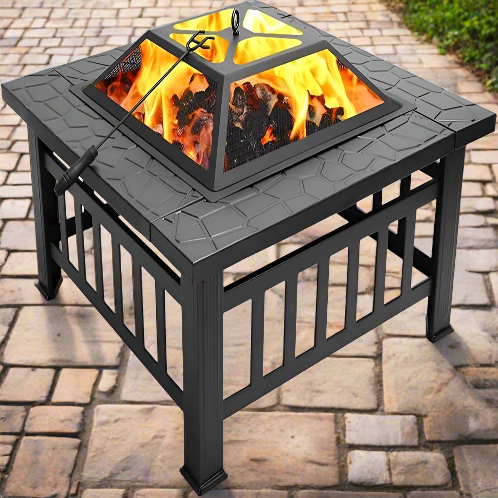 34 SQUARE FIRE PIT 鈥?WOOD-BURNING DURABLE STEEL PERFECT FOR BBQ CAMPING & BONFIRES