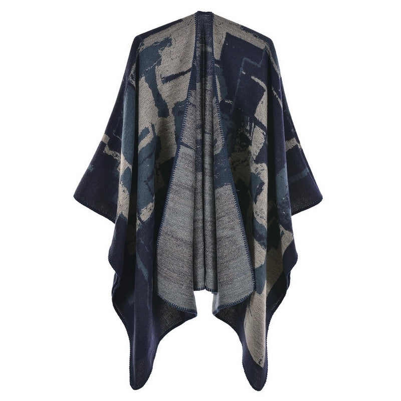 Women's Scarf Shawl Creative New Fashion Cashmere Jacquard Split Thickened Large Cloak Air Conditioning Warm Shawl