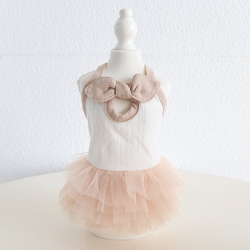 Contrast Color Sweet Bow Dog Cat Dress