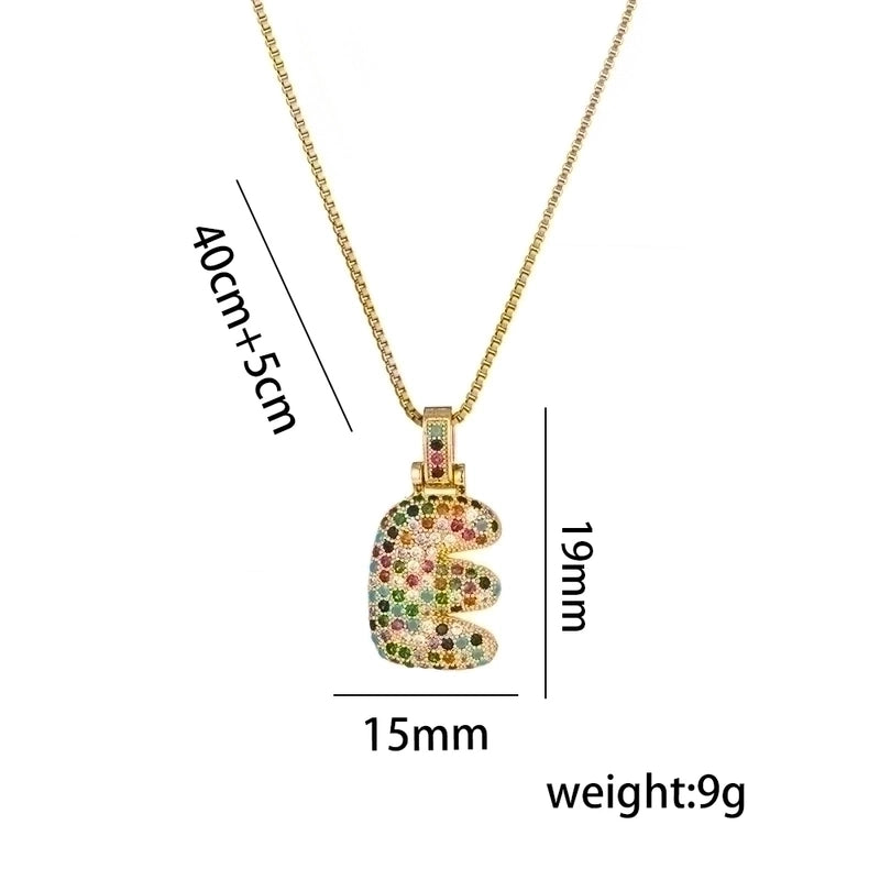 Titanium Steel 18K Gold Plated Minimalist Inlay Letter Zircon Pendant Necklace