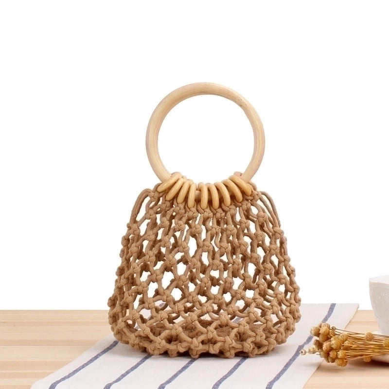 Women's Mini Spring&summer Cotton Rope Vacation Beach Bag