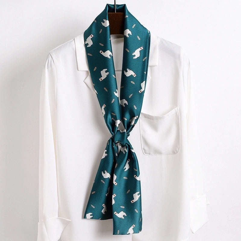 Women's Elegant Printing Satin Silk Scarf