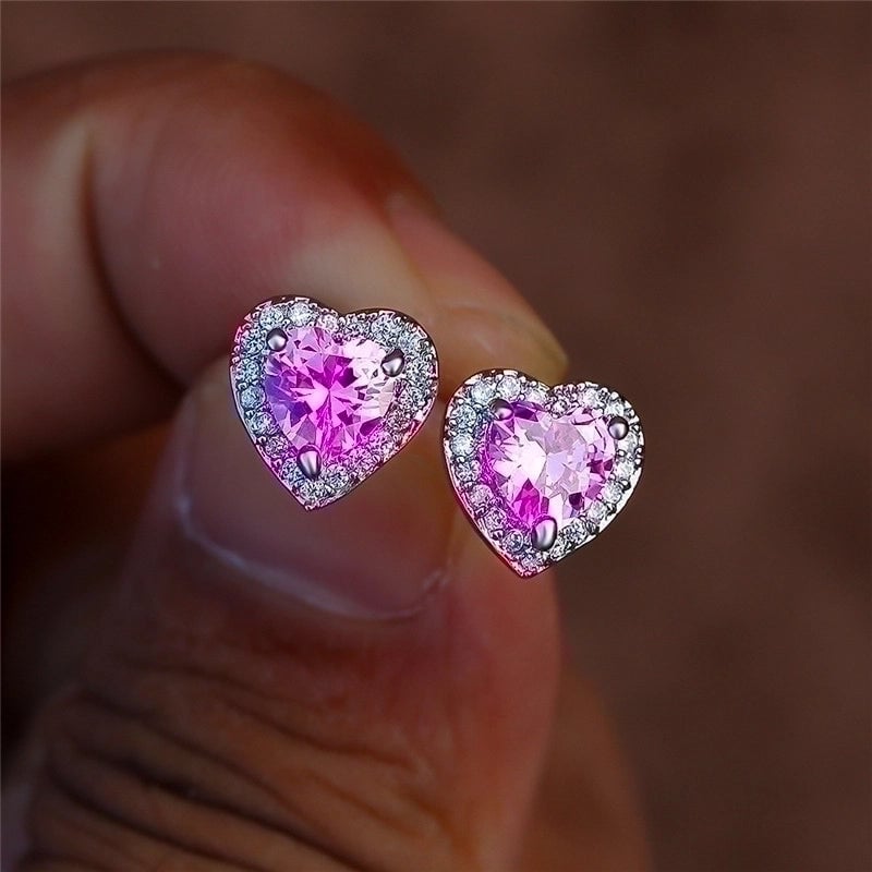 Minimalist Heart Copper Artificial Gemstones Earrings Ear Studs