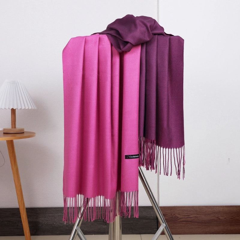 Double-sided Scarf Women's Winter Tassel Cashmere Scarf Autumn And Winter Version New Wool Men's Scarf