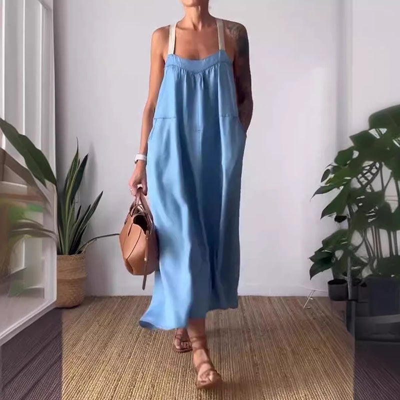 Women's Simple Cotton Linen Sling Dress🔥Free Shipping