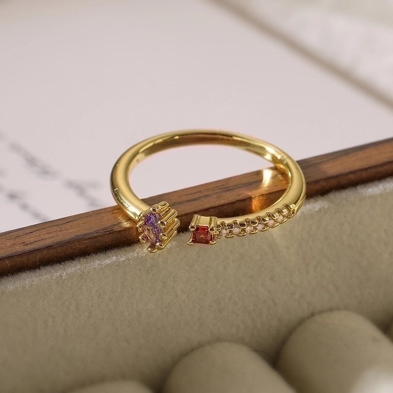 Minimalist Water Droplets Copper 18k Gold Plated Zircon Open Rings In Bulk