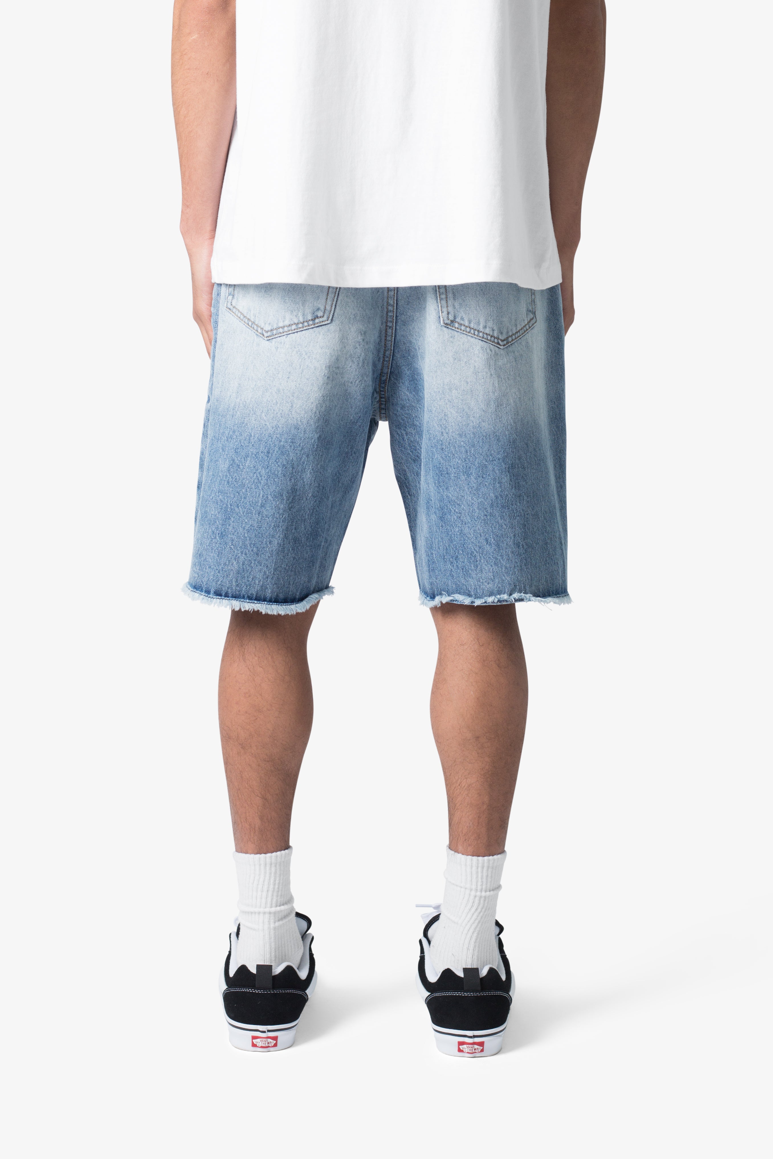 Baggy Rip Denim Shorts - Vintage Blue