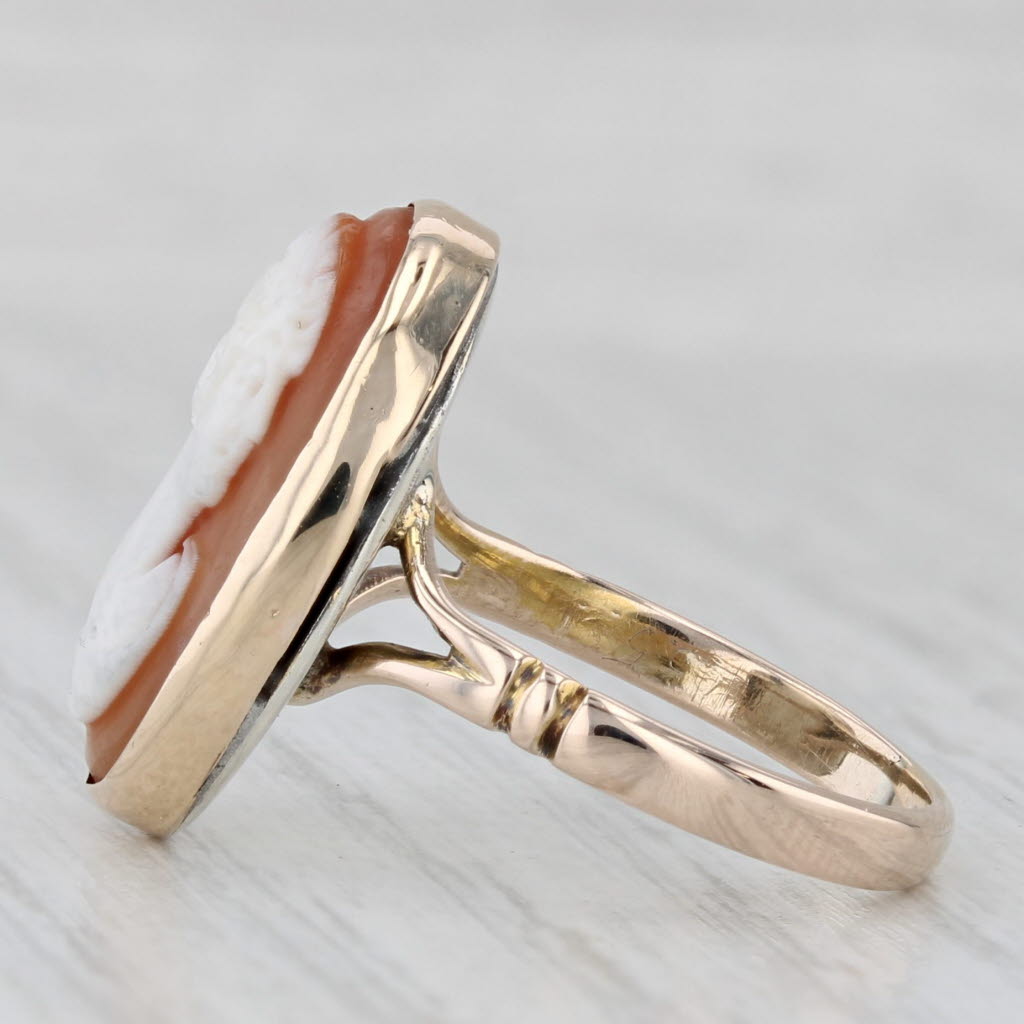 Vintage Shell Cameo Ring 9k Yellow Gold Size 5.5 Figural Carving