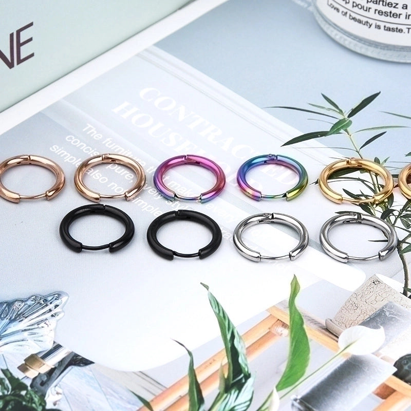 Minimalist Round Stainless Steel Hoop Earrings 1 Piece