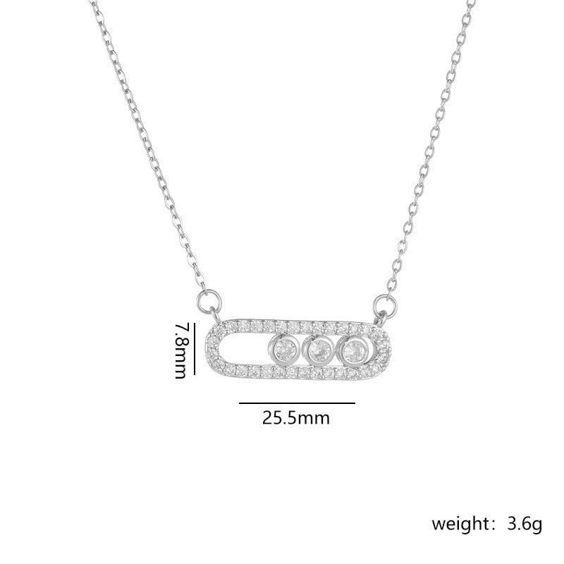 Fashion Simple Zircon Titanium Steel Geometric Necklace Female Niche Paper Clip Clavicle Chain