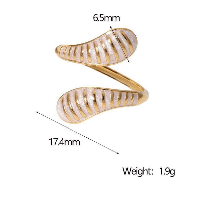 French Retro Teardrop-Shaped Open Ring Niche Vintage Stainless Steel Ring
