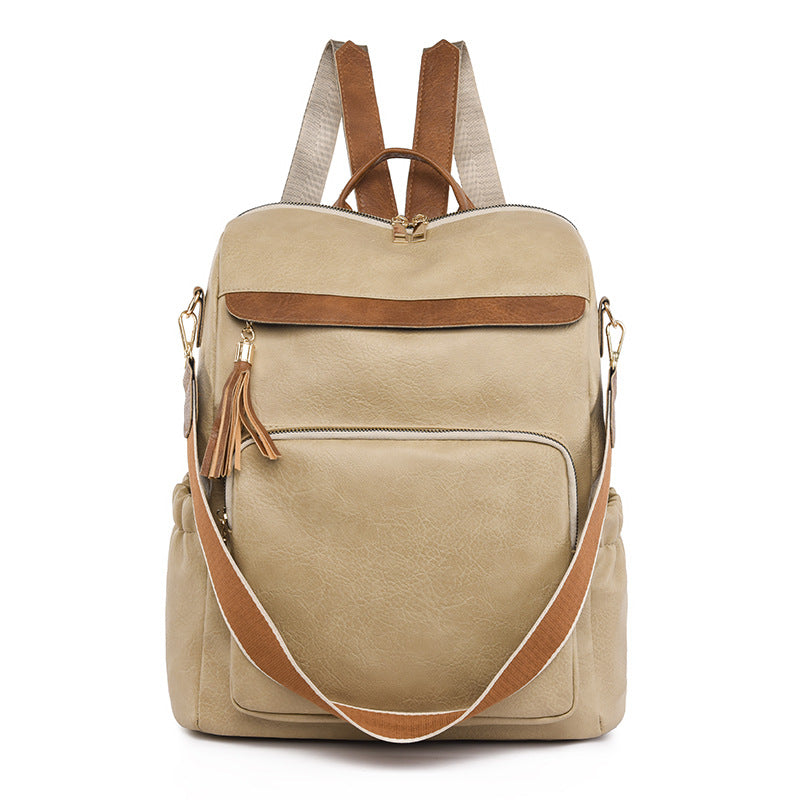 Retro  Soft Leather Multi-Compartment Ladies Backpack