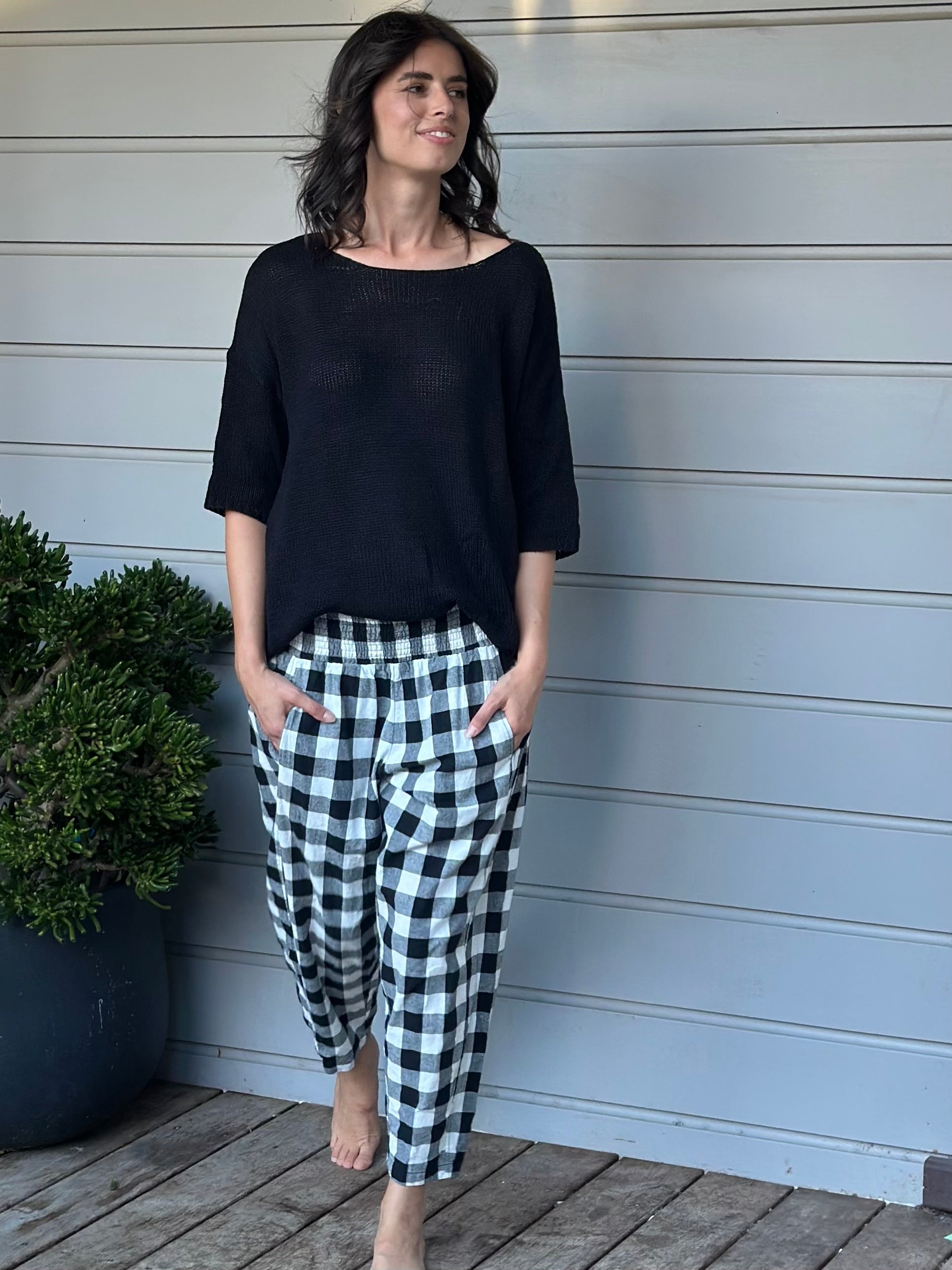 frankie pants - black check