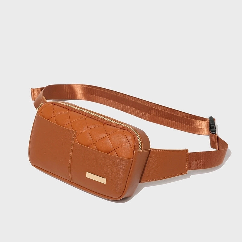 Women's Streetwear Solid Color Lingge Pu Leather Waist Bags