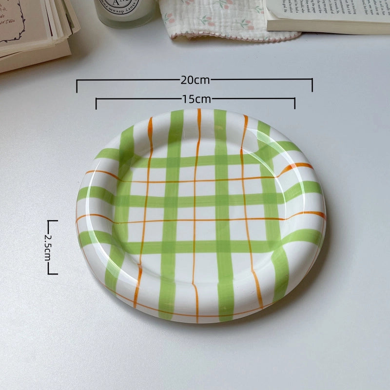 Cute Lattice Porcelain Plate 1 Piece