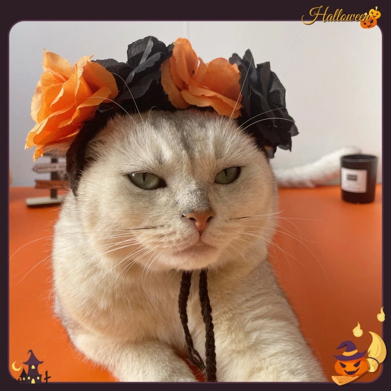 Pet Halloween Pumpkin Ghost Hat Cat Dog Holiday Party Ghost Festival Wool Head Cover