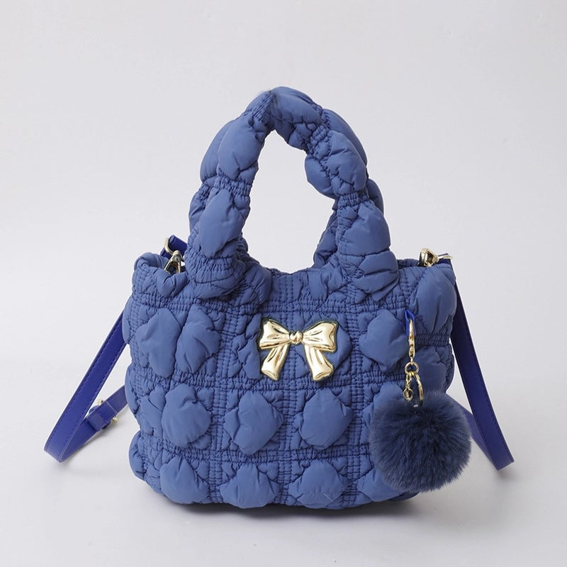 Women's Small Nylon Solid Color Bow Knot Streetwear Square Magnetic Buckle Shoulder Bag Handbag
