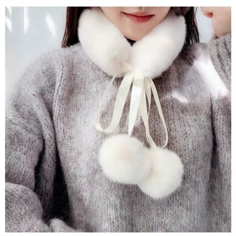 Women's Cute Solid Color Plush Scarf