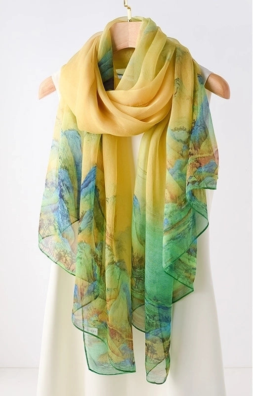 Women's Elegant Geometric Satin Silk Scarf