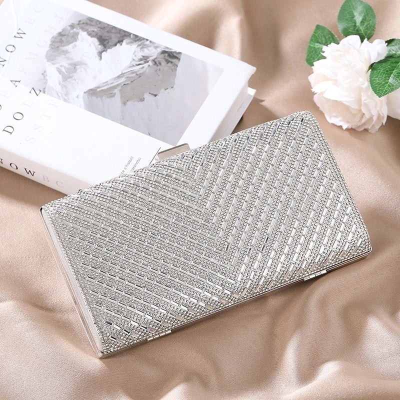 Women's Polyester Stripe Vintage Style Square Magnetic Buckle Evening Bag