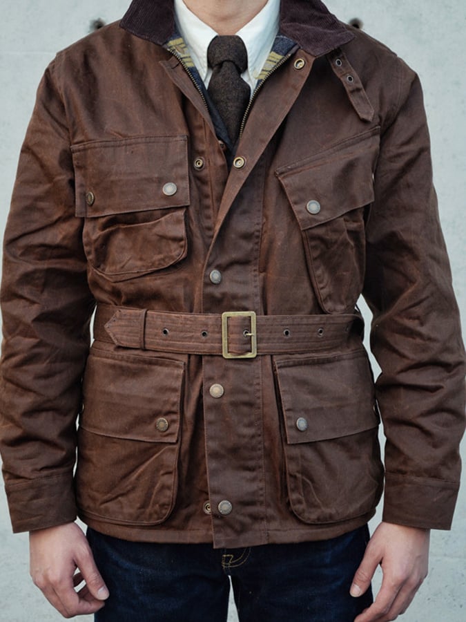 Men's Vintage Western Style Mid-Length Waxed Jacket