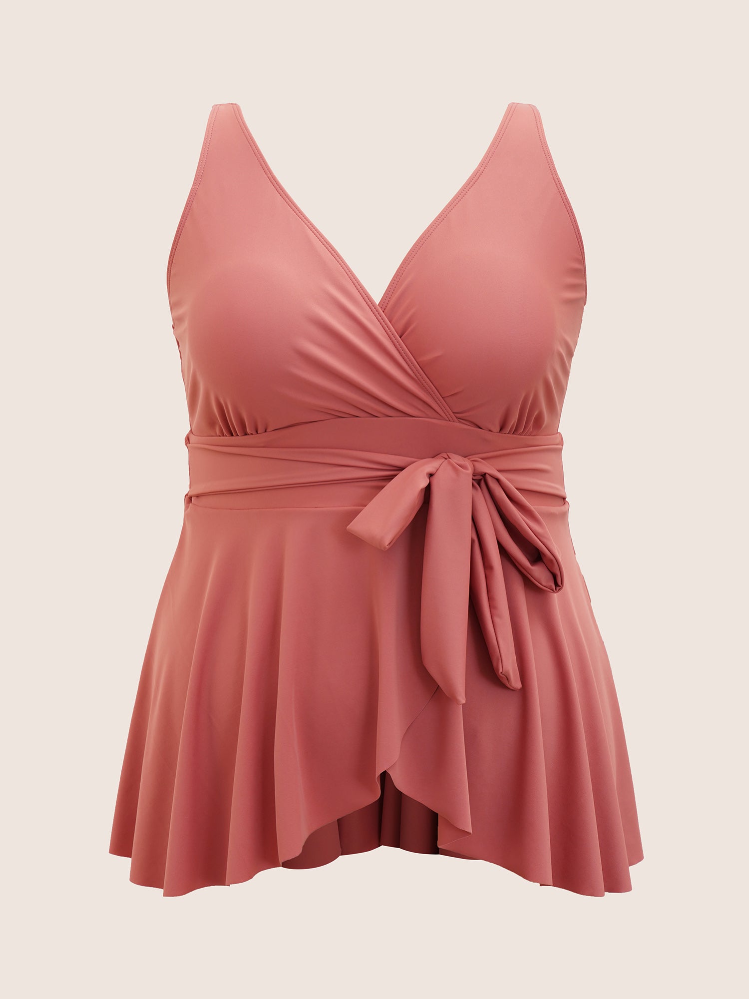 Plain Ties Gathered Slit Front Swim Top