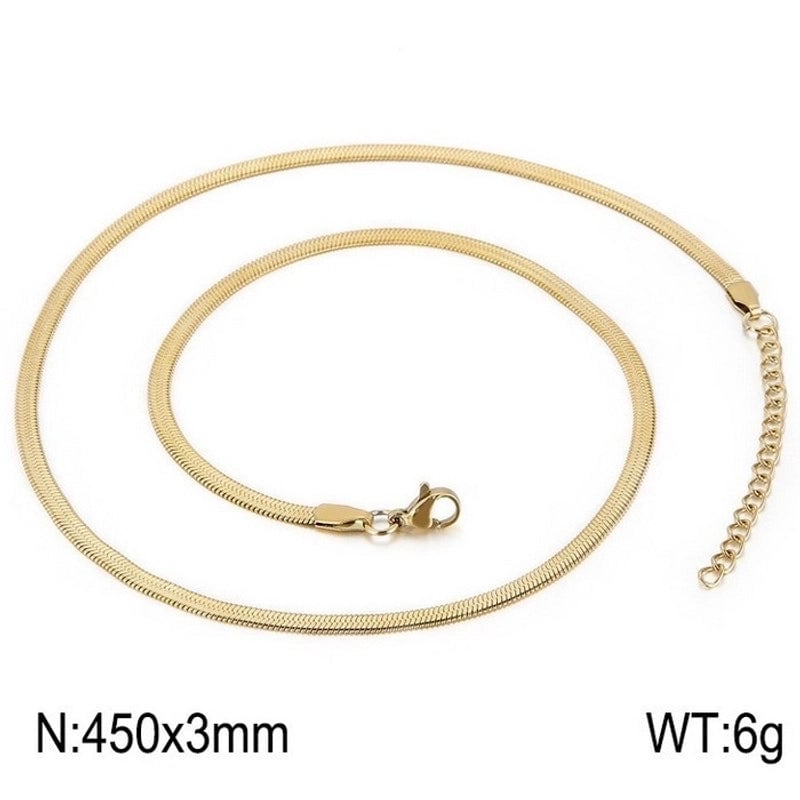 Classic Style Solid Color Titanium Steel 18K Gold Plated Plating Chain Necklace