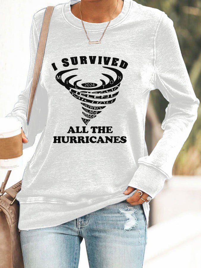 Women's I Survived All The Hurricane Printed Casual Sweatshirt